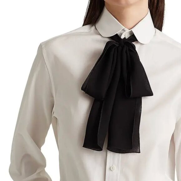 NWOT $995 Ralph Lauren Purple label Cormac Bow White Shirt - Picture 5 of 17
